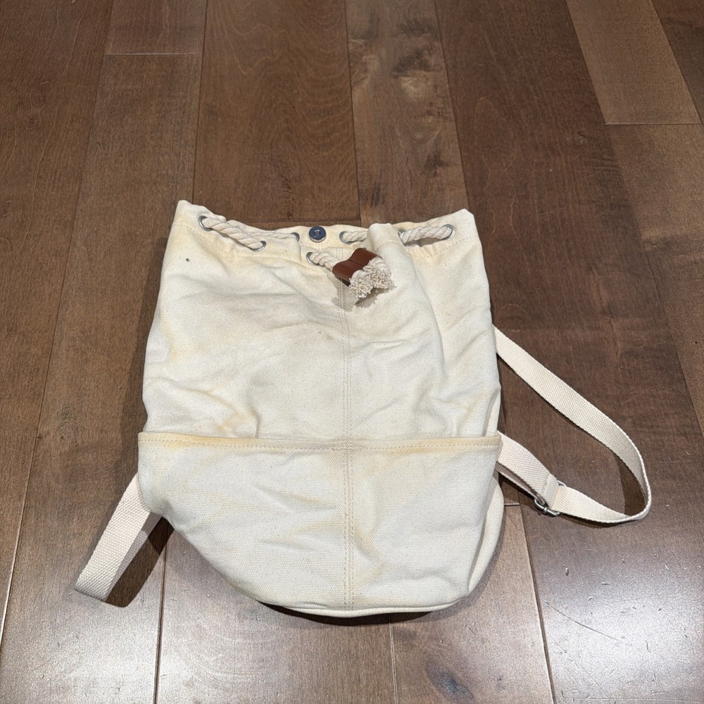 Abercrombie Fitch Canvas Backpack Off White Cream 14x10 Vintage Y2K Preppy